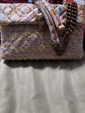 Kurt Geiger Pastel Tweed Quilted Chain Shoulder Bag